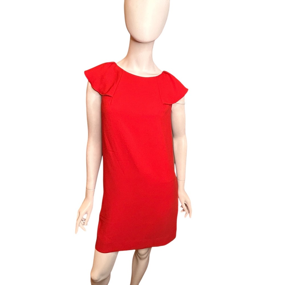NWT Banana Republic Crepe Flutter-Sleeve Shift Dress 4 Red